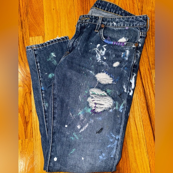 Polo Ralph Lauren Astor Slim Boyfriend Jillian Wash Jeans Paint Splatter - Picture 5 of 7